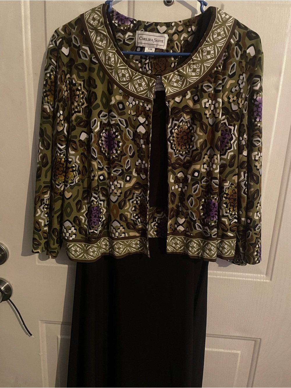 Chelsea Suite Olive & Black Patterned Two-Piece Dress Set